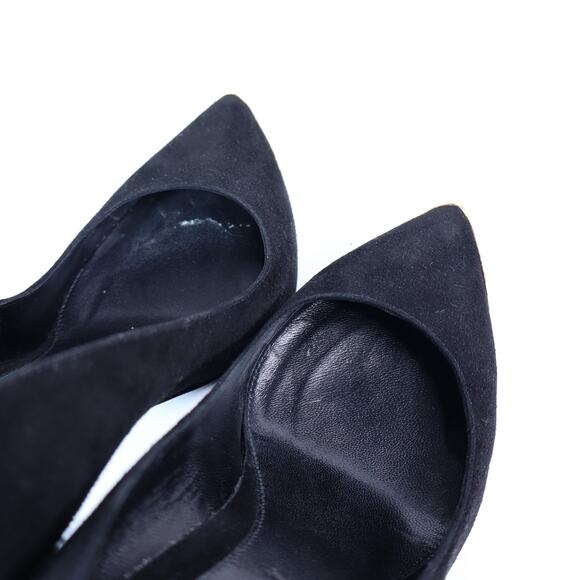 ALEXANDER MCQUEEN Gold Capped Suede Pumps Black Pointed Toe Women's 35.5/US 5.5 - Picture 5 of 10